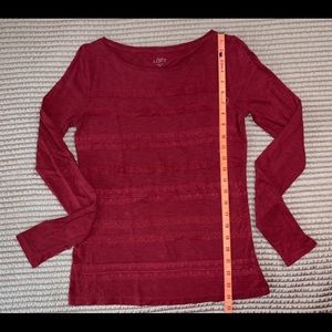 Sz Xsmall Loft Cranberry Lace Ls Top 💃♥️EUC